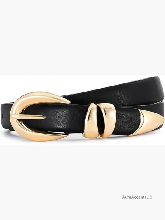 Classic Faux Leather Belt with Gold Buckle - Adjustable main image 7